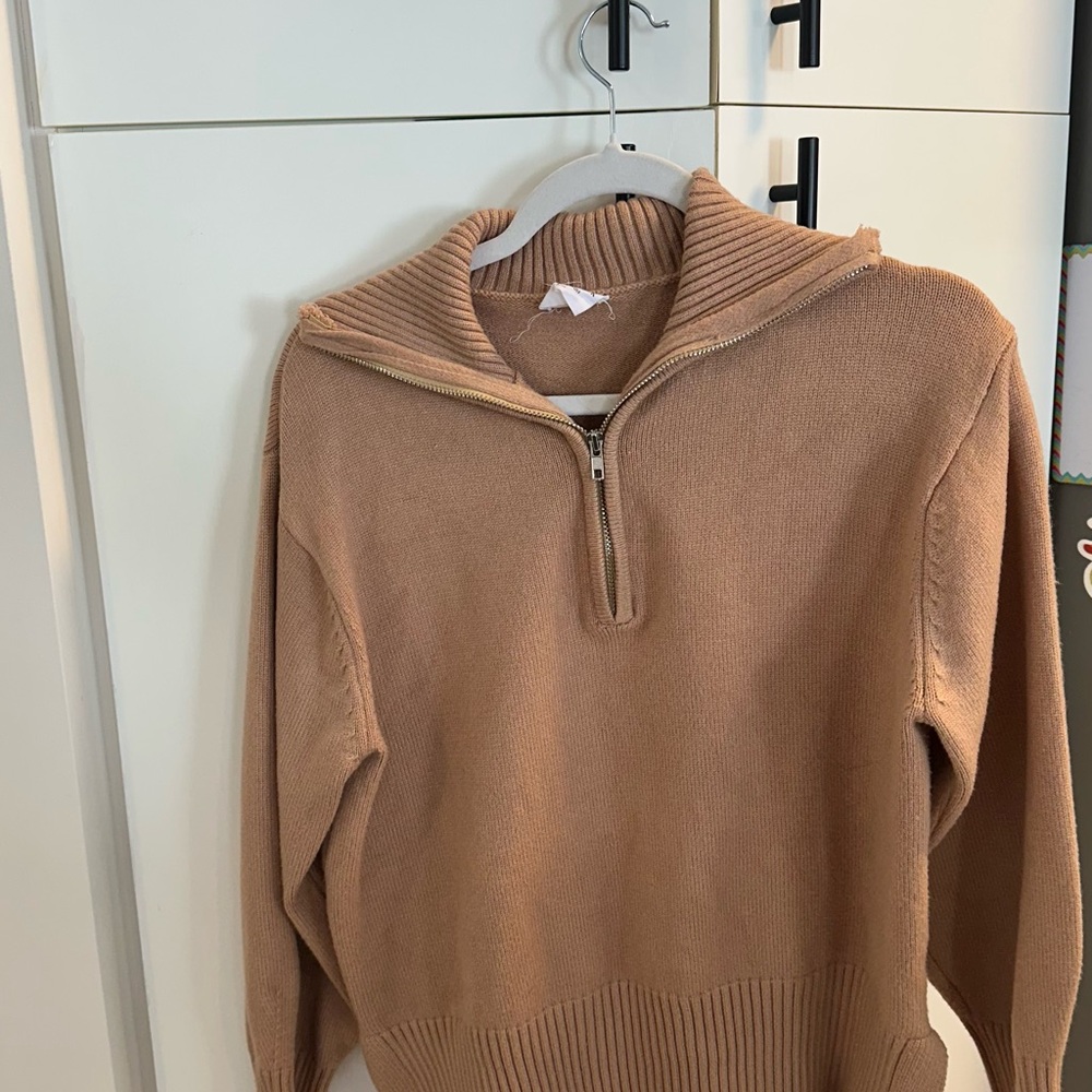 Men's Half-Zip Sweater in Camel Brown